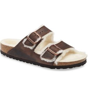 Birkenstock stone Arizona genuine shearling lined sandal 42(10.5-11)